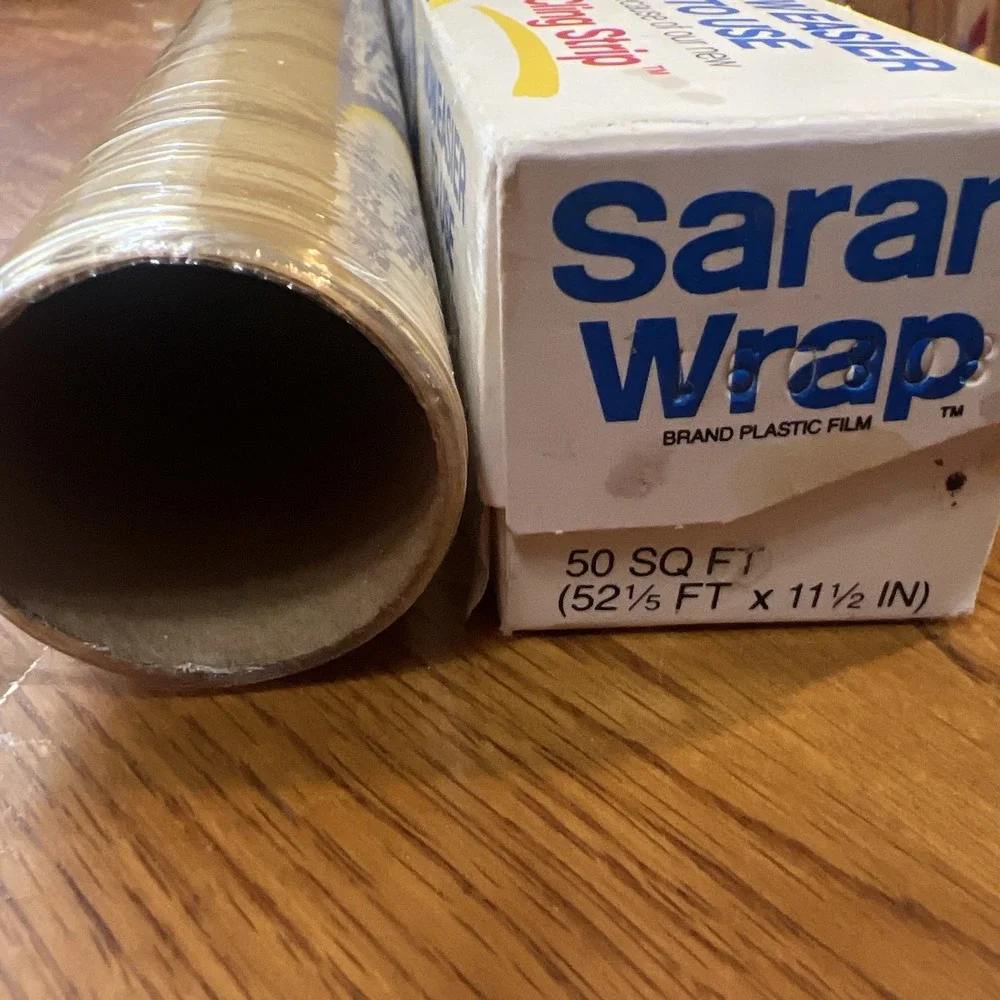 Vintage Saran, Glad, Handi, Target Cling Plastic Wrap Clear & Red All Open Used